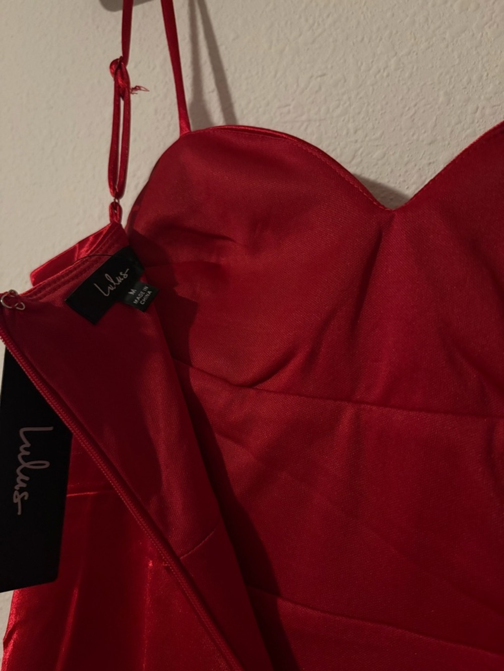 Lulus Red Satin Cowl Neck Mini Dress Size Medium - Picture 6 of 6